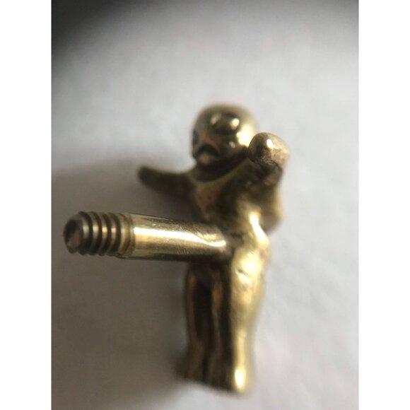 Vtg 1970's Male Female Screw Together Molten Brass Cufflinks Brutalist Modernist - Picture 10 of 10